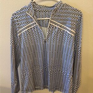Tail White Label Long Sleeve Golf Shirt – Blue & White – Women’s Performance Top
